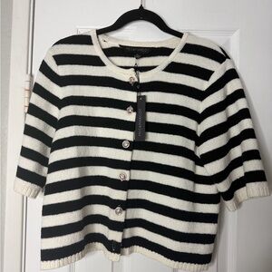 NWT Meg & Margot Knit Black and White Striped Cardigan